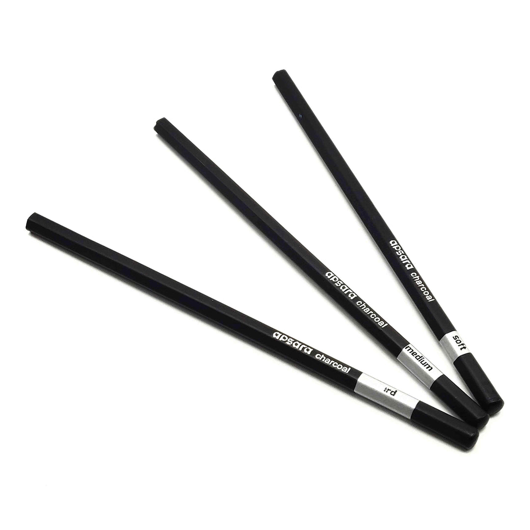 3 Pcs of Apsara Charcoal Pencil Hard, Medium and soft 