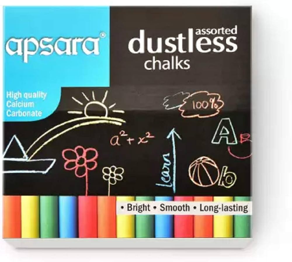 A pack of Apsara Dustless Chalk Multicolor