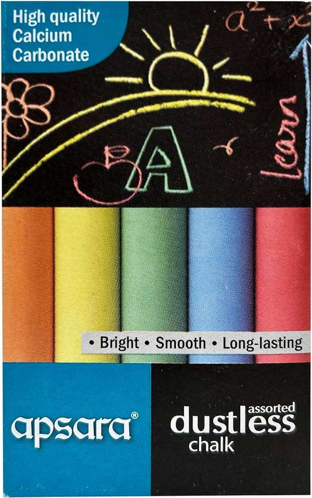 A Pack of Apsara Dustless Chalk Multicolor