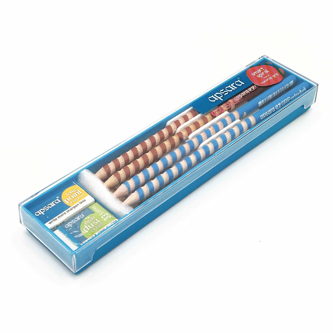 A Box of Apsara EZ Grip Extra Dark Pencil With Sharpener and Eraser