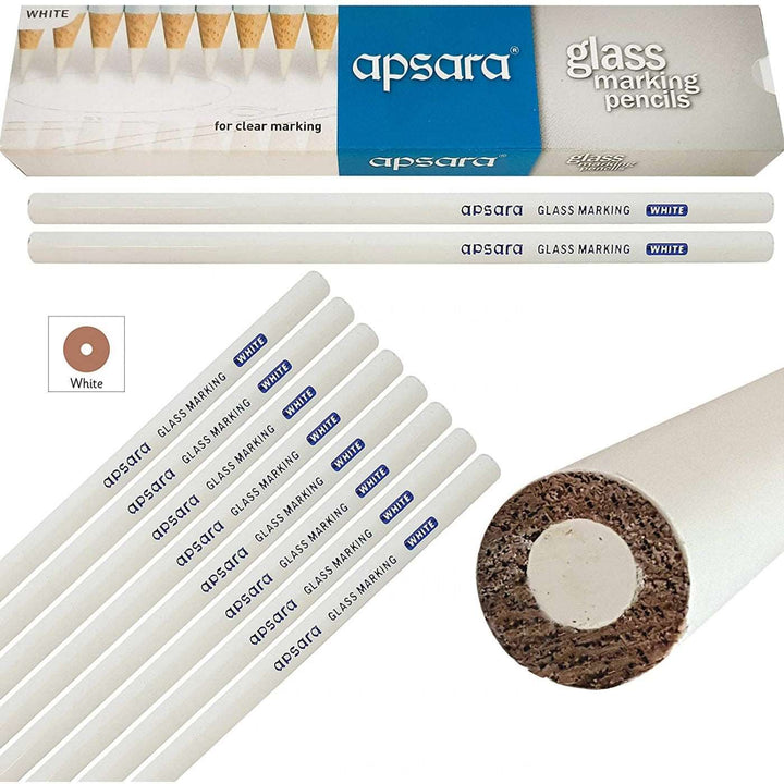 10 Pcs of White Apsara Glass Marking Pencils