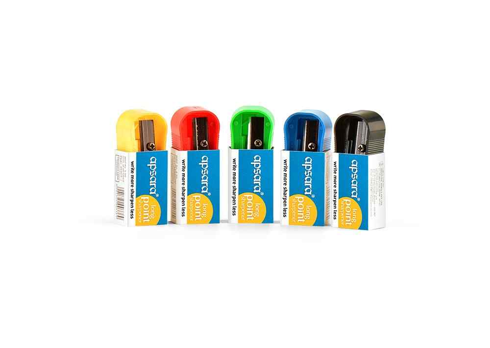 Yellow, Red, Green, Blue and Black Apsara Long Point Sharpener