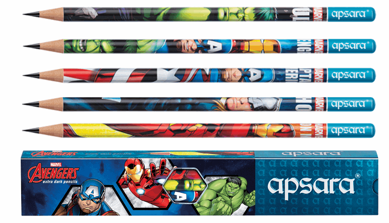 5 Pcs and a box of Apsara Marvel Avengers Pencils