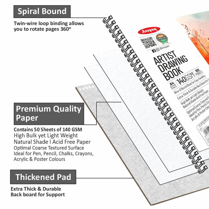 Anupam Artist Drawing Book-Acid Free Paper(140 GSM)