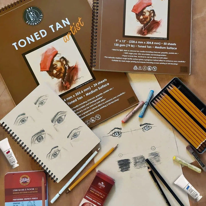 Art Essentials Toned Tan  Sketching Paper Spiral Pad - 120 GSM