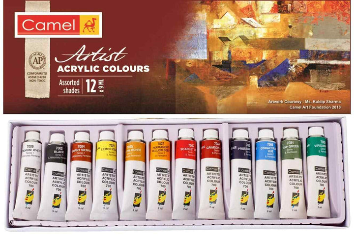 Camel Artists Acrylic Colour Tubes 9ml 12 shades 