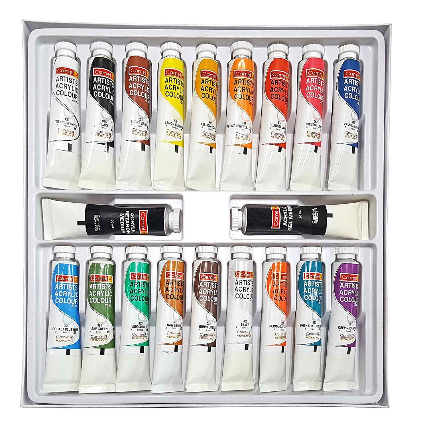 18 shades of Camel Artists Acrylic Colour Tubes 20ml 