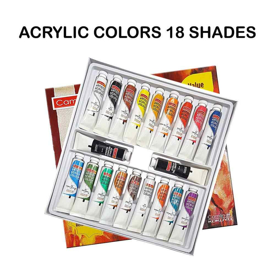 18 shades of Camel Artists Acrylic Colour Tubes 20ml