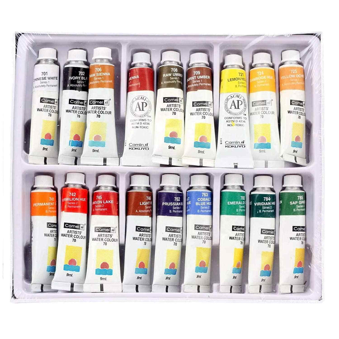 18 shades of Camel Artists Water Colour Tubes