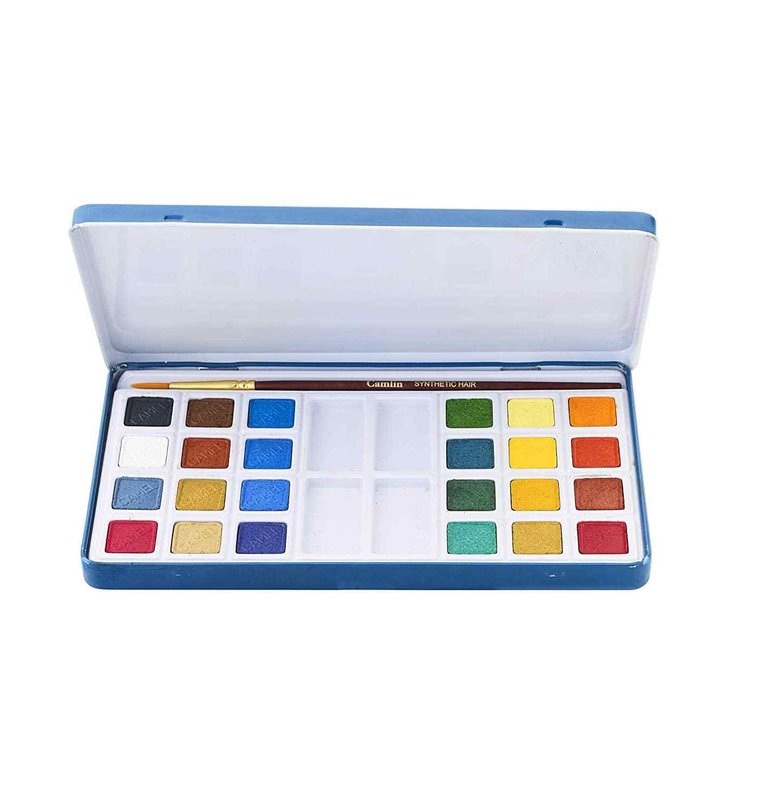 24 Shades of Camel Artist Water Colour Cakes with Brush.