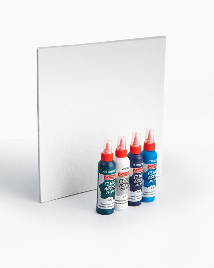 Aqua series Camel Fluid Acrylic Colour kit - Canvas and4 shades of colour 