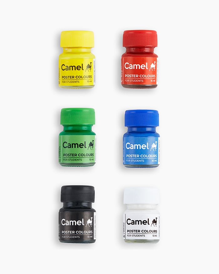 Camel Student Poster Colours 6 shades - Yellow, Red, Green, Blue, Black and White