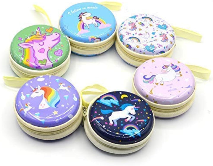 Unicorn Metal Coin Pouch Multi colour  kept in circular pattern 