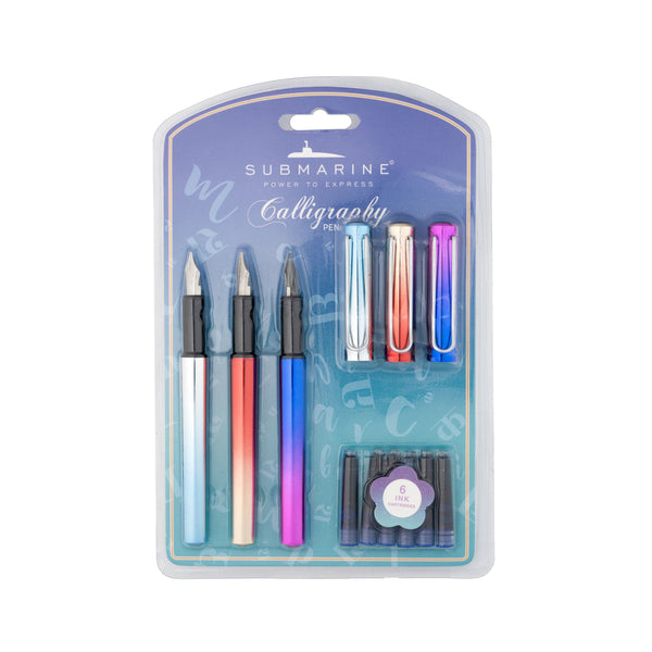 Submarine Calligraphy Fountain Pen Set Pack of 3 Bbag | India’s Best Online Stationery Store