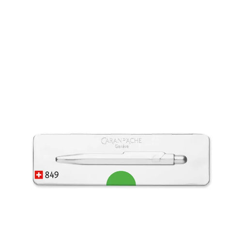 Caran d'Ache 849 Ballpoint Pen with Slim Metal Box Fluorescent Green - WP24211 / Bbag indias best onine store 