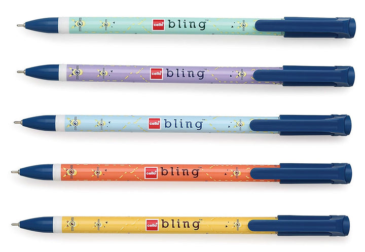 SKy Blue, Purple, blue, Orange And yellow Cello Bling Ball Pen 0.7mm 