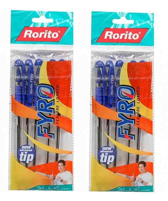 2 Pack of blue Rorito Fyro Ball Pen 5pcs each 
