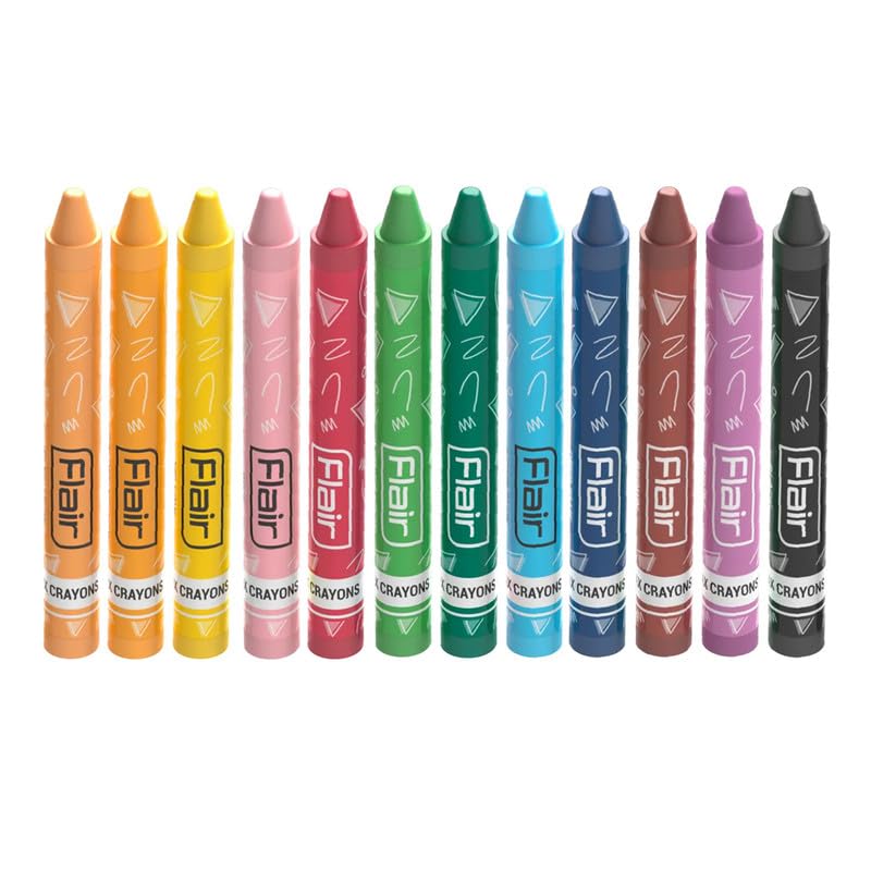 12 Shades of Flair Creative Wax Crayons
