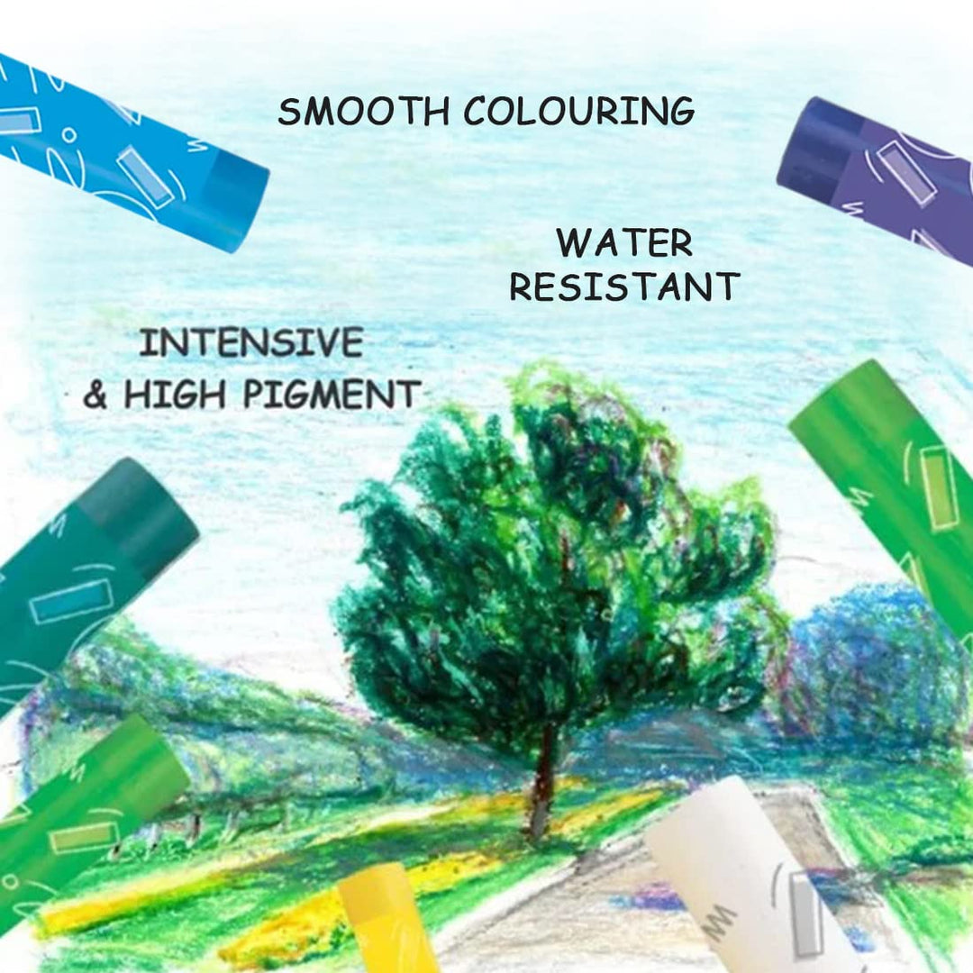 Water Resistant, intensive and High Pigment smooth Colouring Flair Creative Oil Pastel 12 Shades
