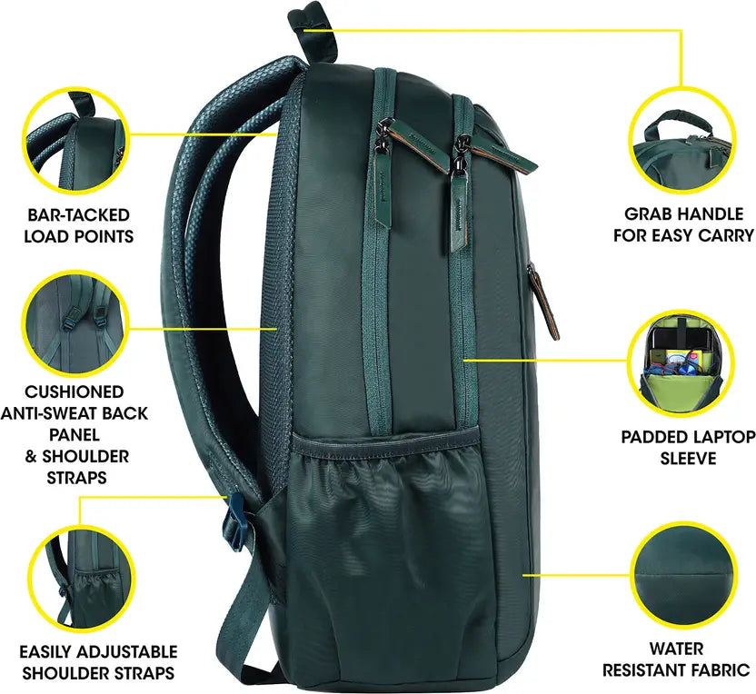 Gear Compact Business Laptop Backpack Green 15 Inch Laptop Bag Bbag | India’s Best Online Stationery Store