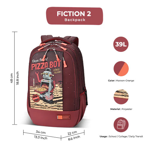 Gear Fiction 2 19 Inch Laptop Backpack Maroon Orange Bbag | India’s Best Online Stationery Store