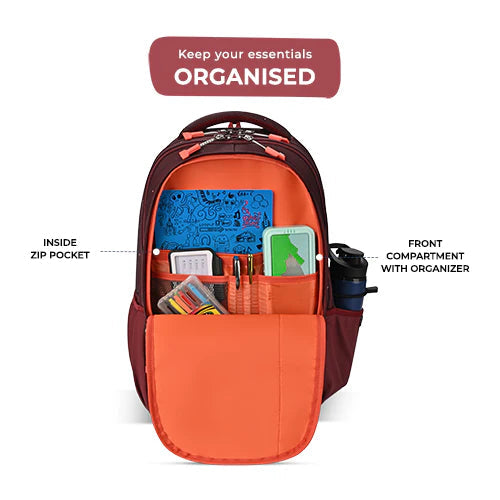 Gear Fiction 2 19 Inch Laptop Backpack Maroon Orange Bbag | India’s Best Online Stationery Store