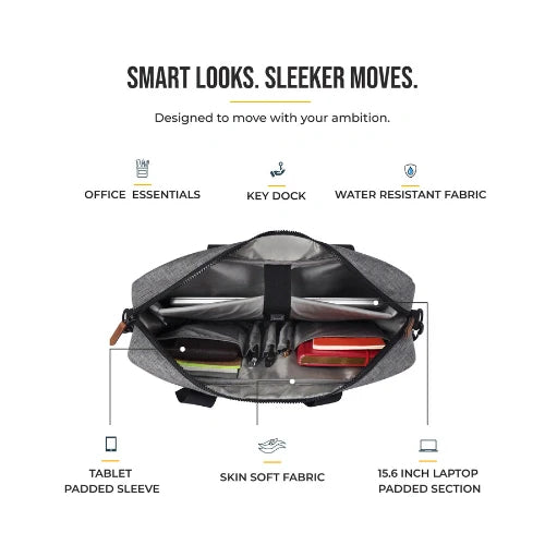 Gear Sleek Briefcase Grey 15.6 Inch Laptop Office Bag Bbag | India’s Best Online Stationery Store