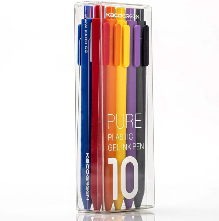 A Pack of 10 Multi Colour Kacogreen Pure Gel Ink Pens