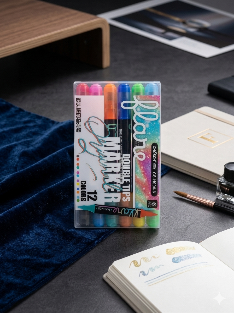 Multicolor Glitter Markers for Journaling, DIY & Card Making Bbag | India’s Best Online Stationery Store