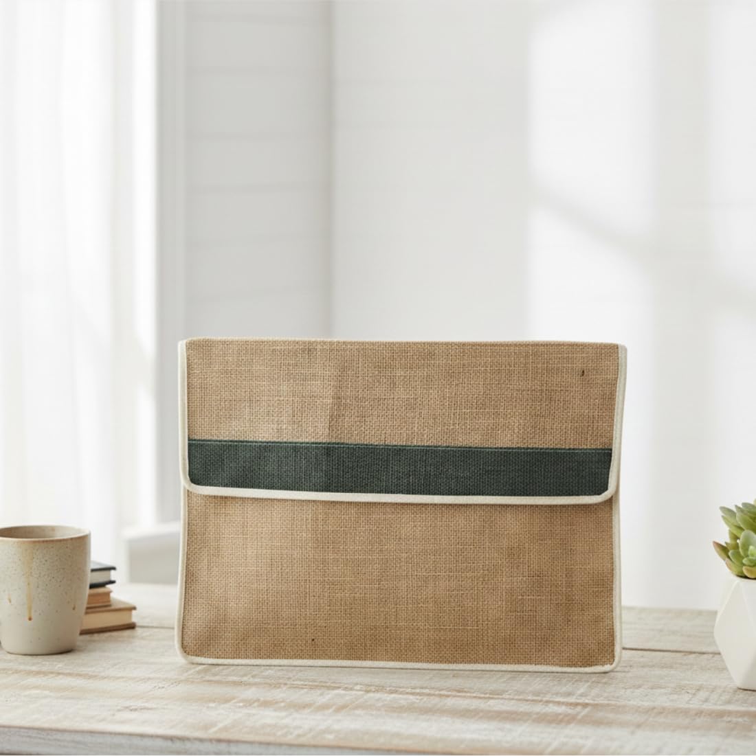 Worldone Jute Document Bag with Velcro Closure Bbag | India’s Best Online Stationery Store