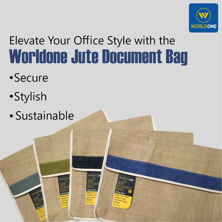 Worldone Jute Document Bag with Velcro Closure Bbag | India’s Best Online Stationery Store