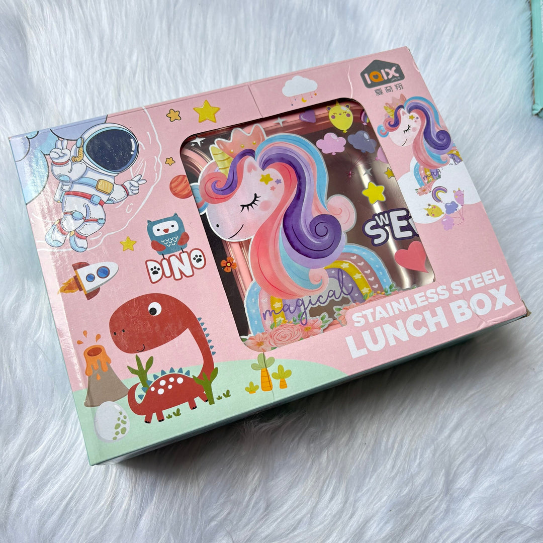 Kids Bento Lunch Box 3 Compartment Stainless Steel Leakproof Tiffin Bbag | India’s Best Online Stationery Store