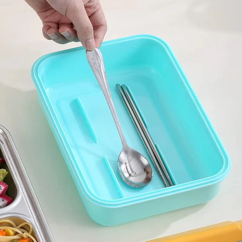 Kids Bento Lunch Box 3 Compartment Stainless Steel Leakproof Tiffin Bbag | India’s Best Online Stationery Store