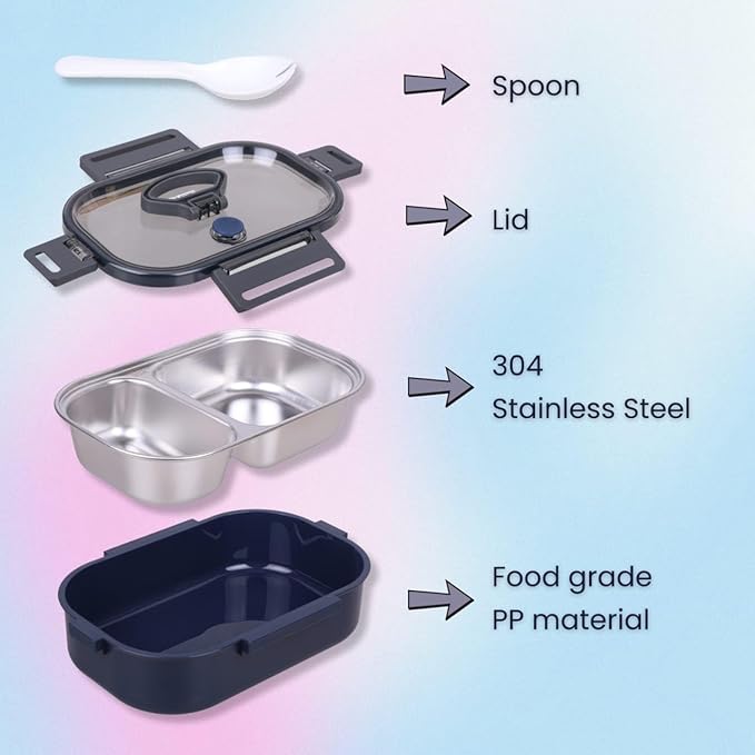 GIBO  Stainless Steel Lunch Box – 2 Compartment Leakproof Tiffin Bbag | India’s Best Online Stationery Store