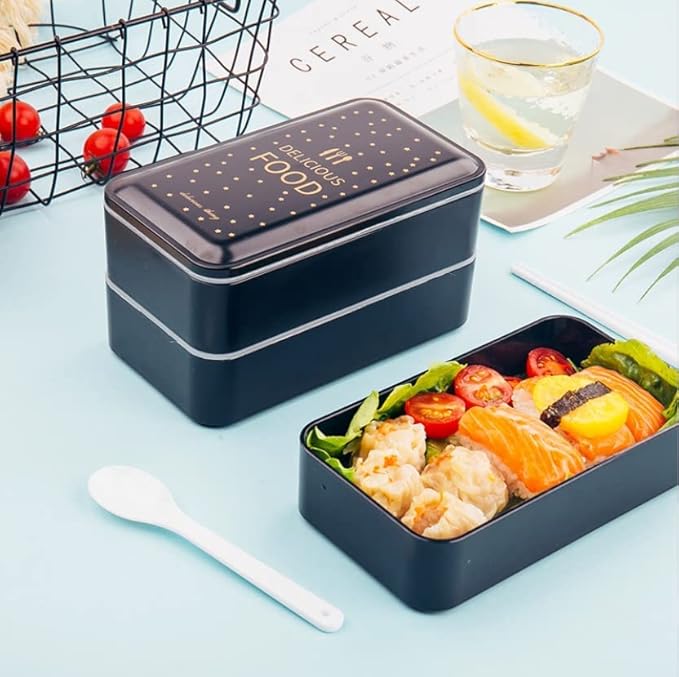 Fooddict Bento Lunch Box Double Layer Spoon & Fork Bbag | India’s Best Online Stationery Store