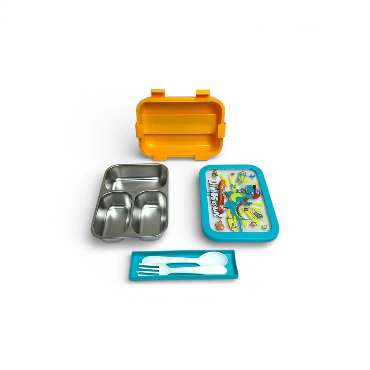 Leakproof Kids Bento Lunch Box 3 Compartment Stainless Steel Tiffin Bbag | India’s Best Online Stationery Store