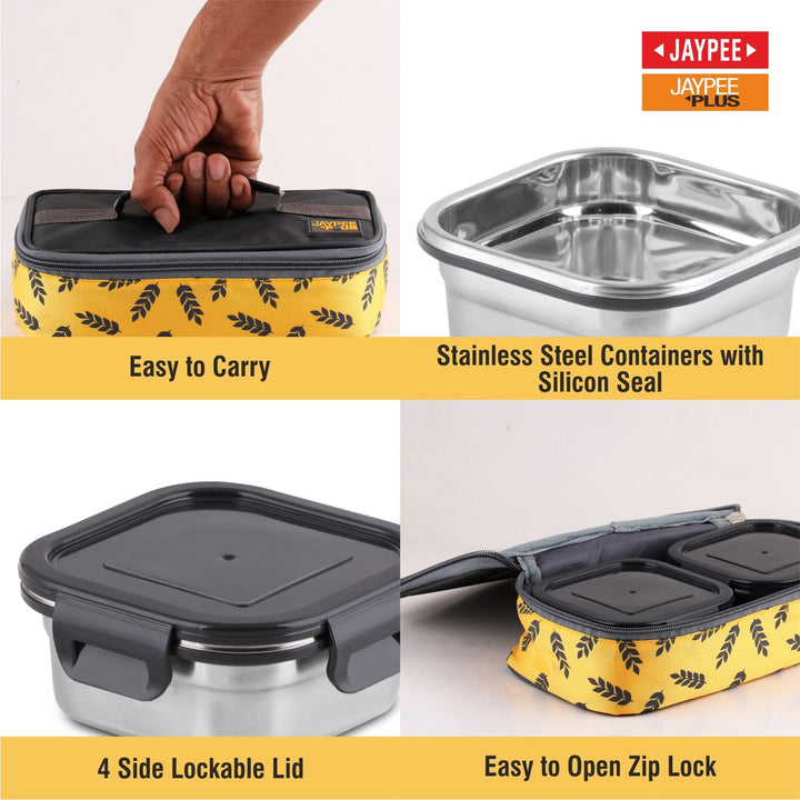 Jaypee Storelock Lunch Box Set of 2 Stainless Steel Containers with Bag Bbag | India’s Best Online Stationery Store