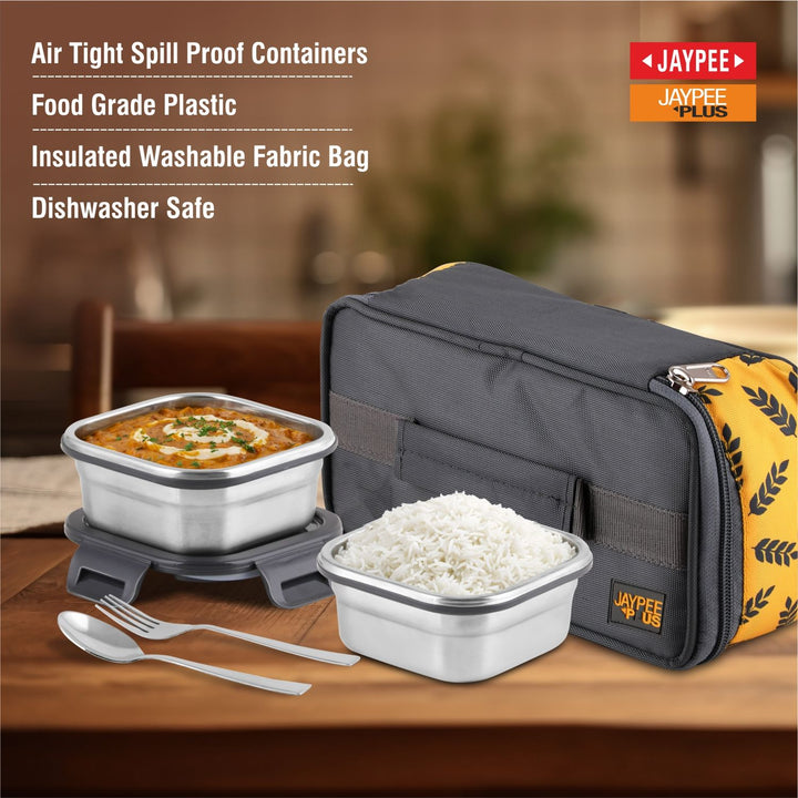 Jaypee Storelock Lunch Box Set of 2 Stainless Steel Containers with Bag Bbag | India’s Best Online Stationery Store