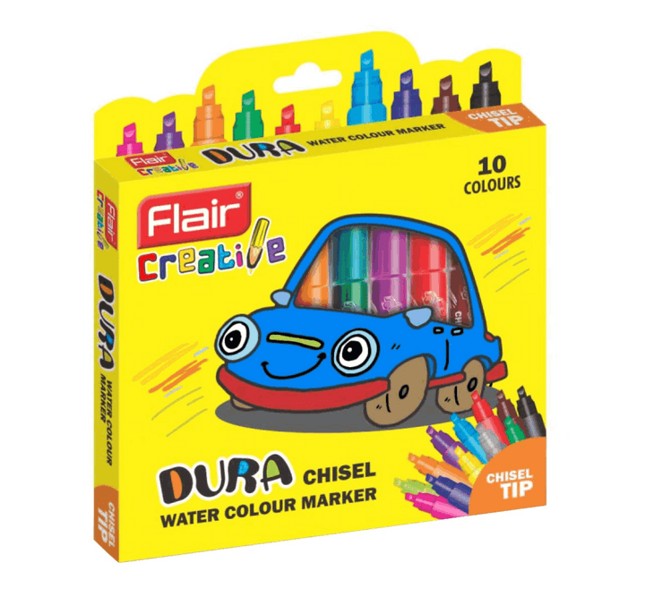 A Pack of 10 Colour Flair Creative Dura Chisel Water Colour Marker.