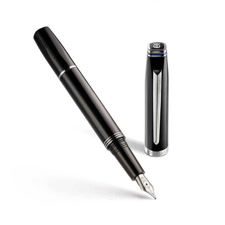 Lapis Bard Contemporary Black Chrome Trim Fountain Pen Bbag | India’s Best Online Stationery Store