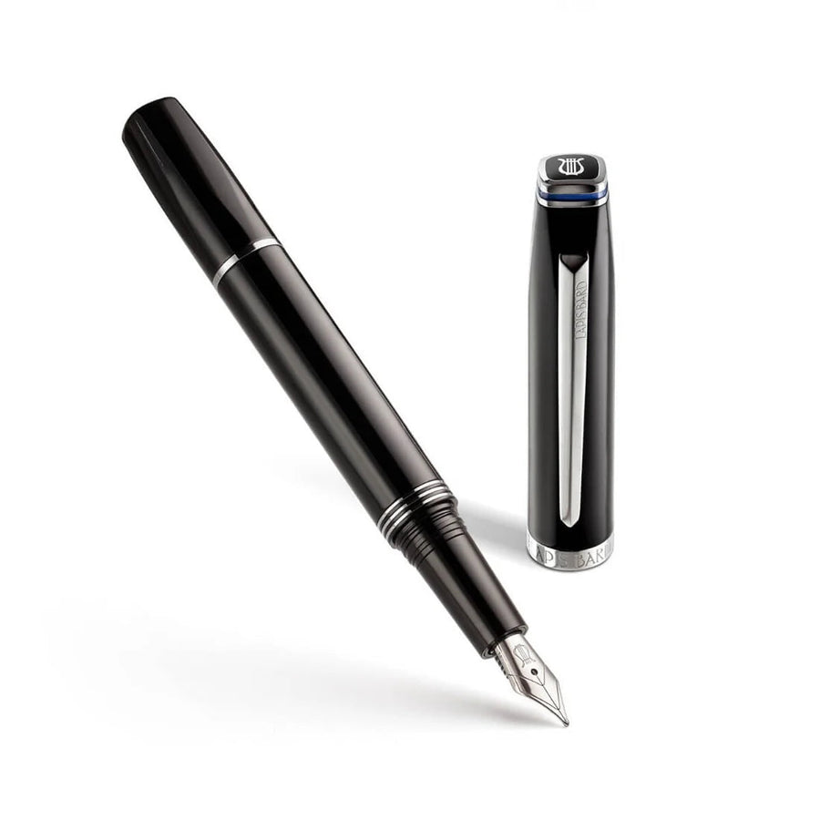 Lapis Bard Contemporary Black Chrome Trim Fountain Pen Bbag | India’s Best Online Stationery Store
