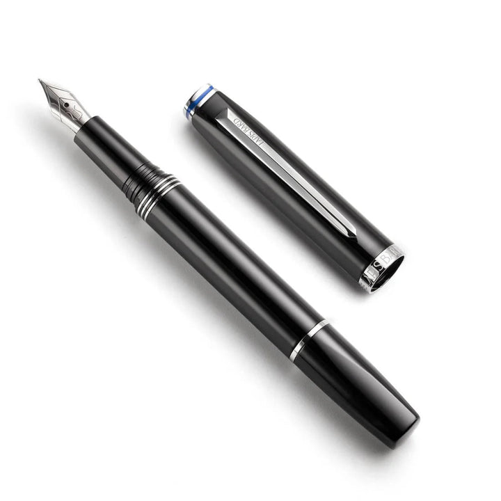 Lapis Bard Contemporary Black Chrome Trim Fountain Pen Bbag | India’s Best Online Stationery Store