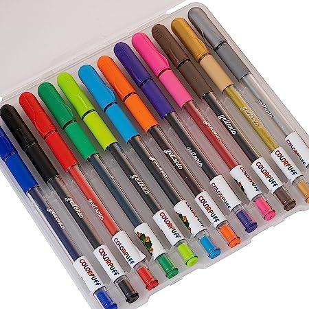 12 units of Linc Geltonic Colorpuff Gel Pen 0.6mm tip multi colour pen