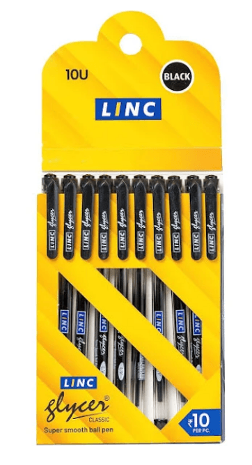 10 units of black Linc Glycer Ball Pen 0.6mm