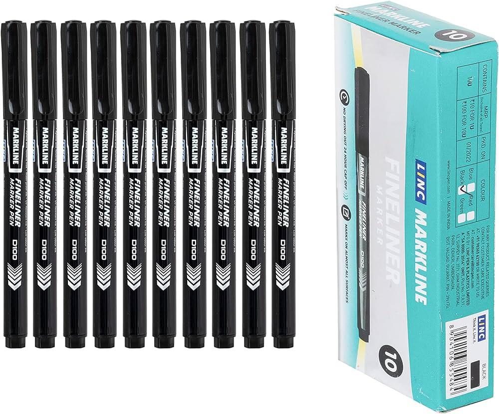 1 pack of 10 units black Linc Markline CD-DVD Marker thin tip