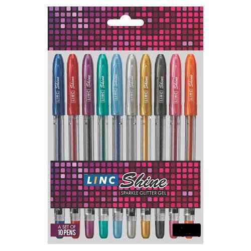 Linc Shine Glitter Gel Pen a set of 10 multi colour Glitter gel pen