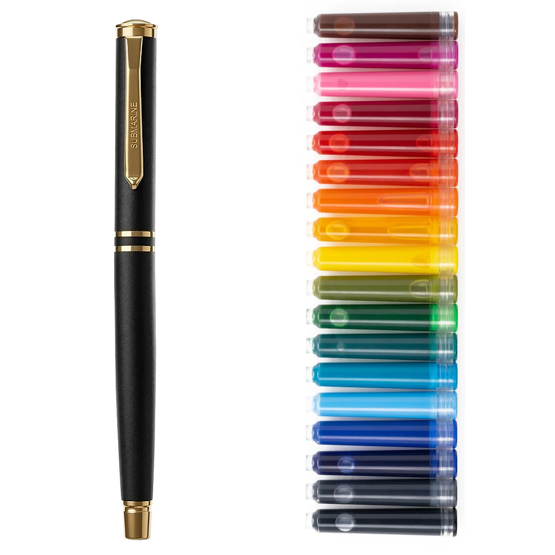 Submarine LUMEN 18 Fountain Pen Set 18 Ink Shades Premium Pen Bbag | India’s Best Online Stationery Store