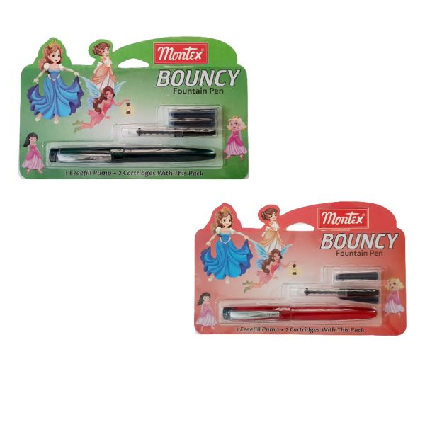 2 pack of Black and Red colour Montex Bouncy Fountain Pen