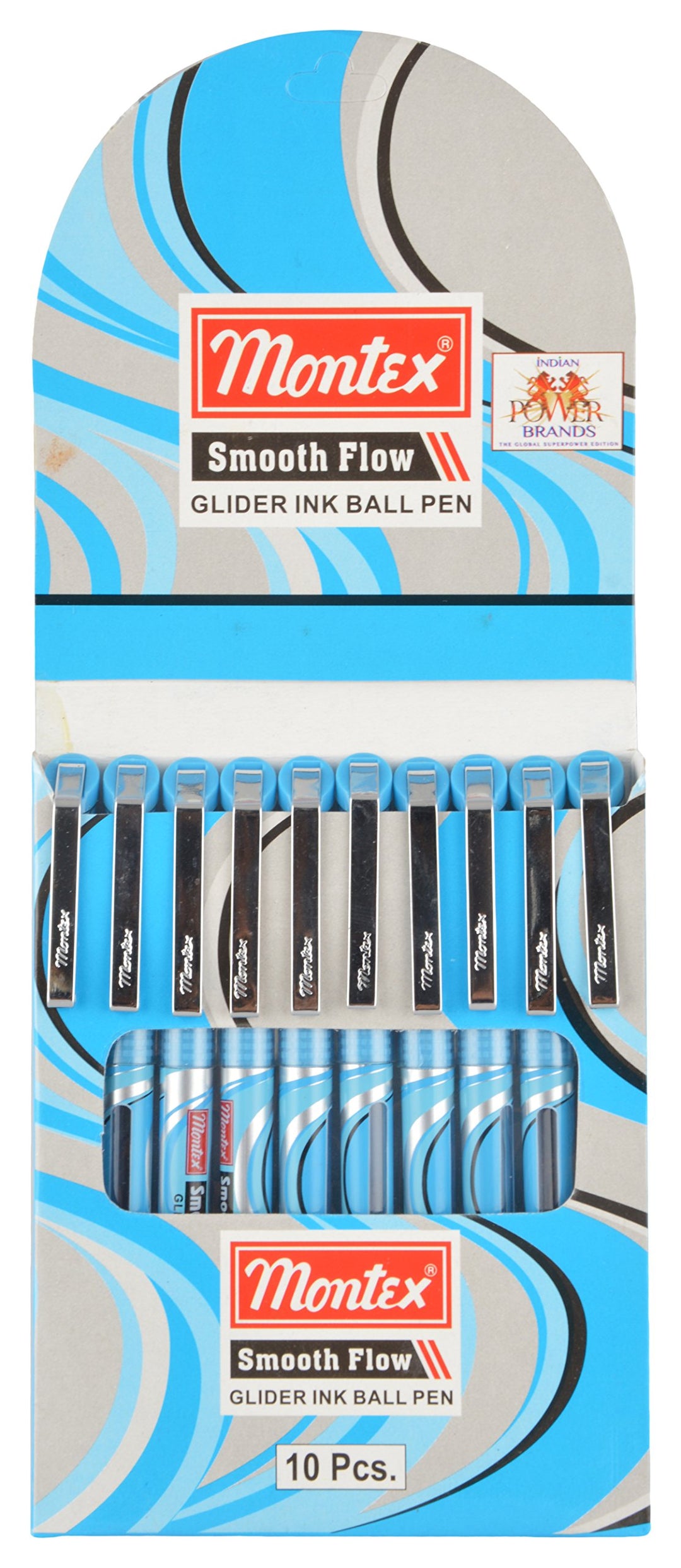 A pack of 10 Pcs of Blue  Montex Smooth Flow Ball Pen