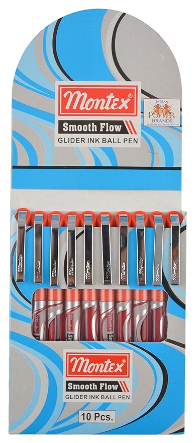 A Pack of 10 Pcs of Red Montex Smooth Flow Ball Pen